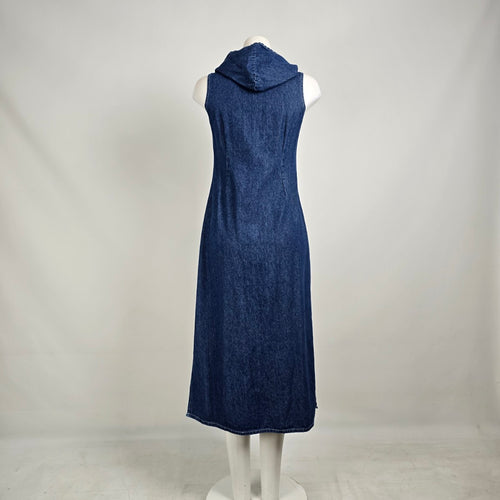Vintage 90s Denim Hooded Maxi Dress Sz S/M – Sleeveless Dress
