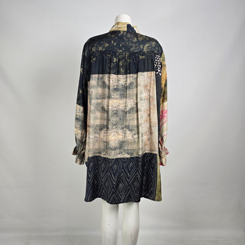 NOEN Mixed Print Tunic Dress Oversized Boho Artwear Size 20