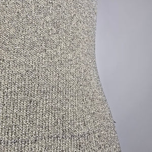 Vintage 60s Metallic Knit Wiggle Dress Silver Shimmer Cocktail Dress Sz M/L
