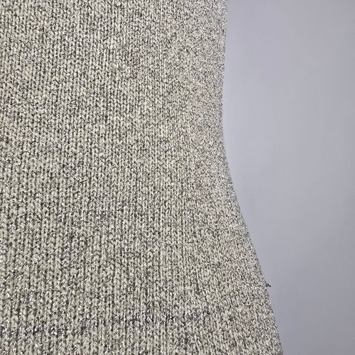Vintage 60s Metallic Knit Wiggle Dress Silver Shimmer Cocktail Dress Sz M/L