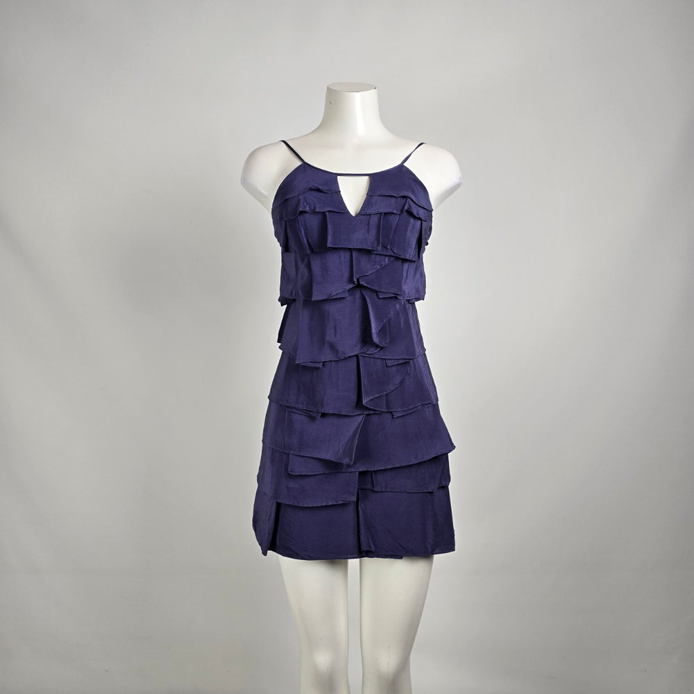 BCBG Max Azria Silk Blend Purple Tiered Party Dress Y2K Cocktail Dress Sz 0