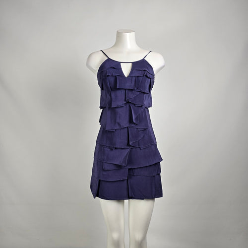 BCBG Max Azria Silk Blend Purple Tiered Party Dress Y2K Cocktail Dress Sz 0