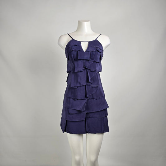 BCBG Max Azria Silk Blend Purple Tiered Party Dress Y2K Cocktail Dress Sz 0
