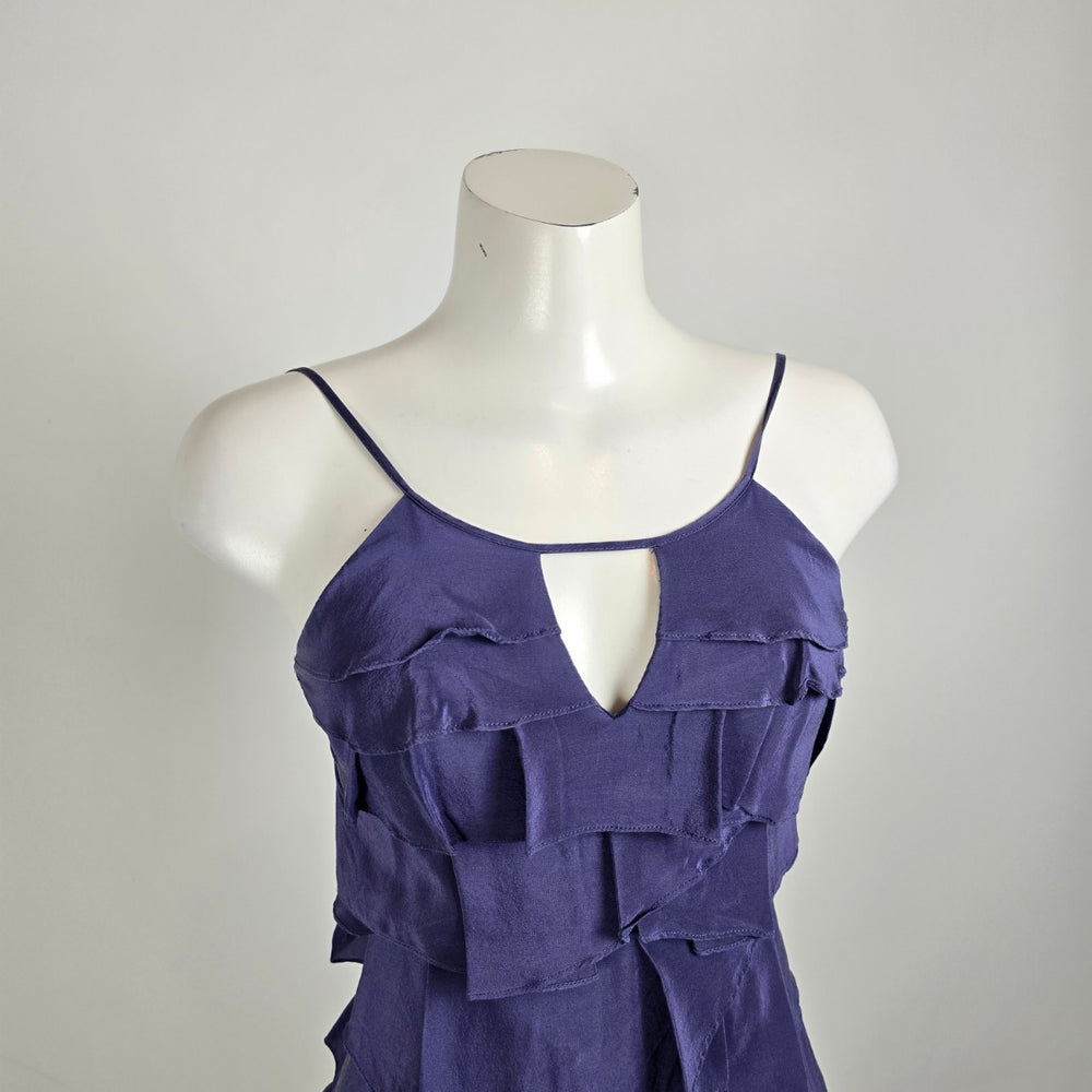 BCBG Max Azria Silk Blend Purple Tiered Party Dress Y2K Cocktail Dress Sz 0