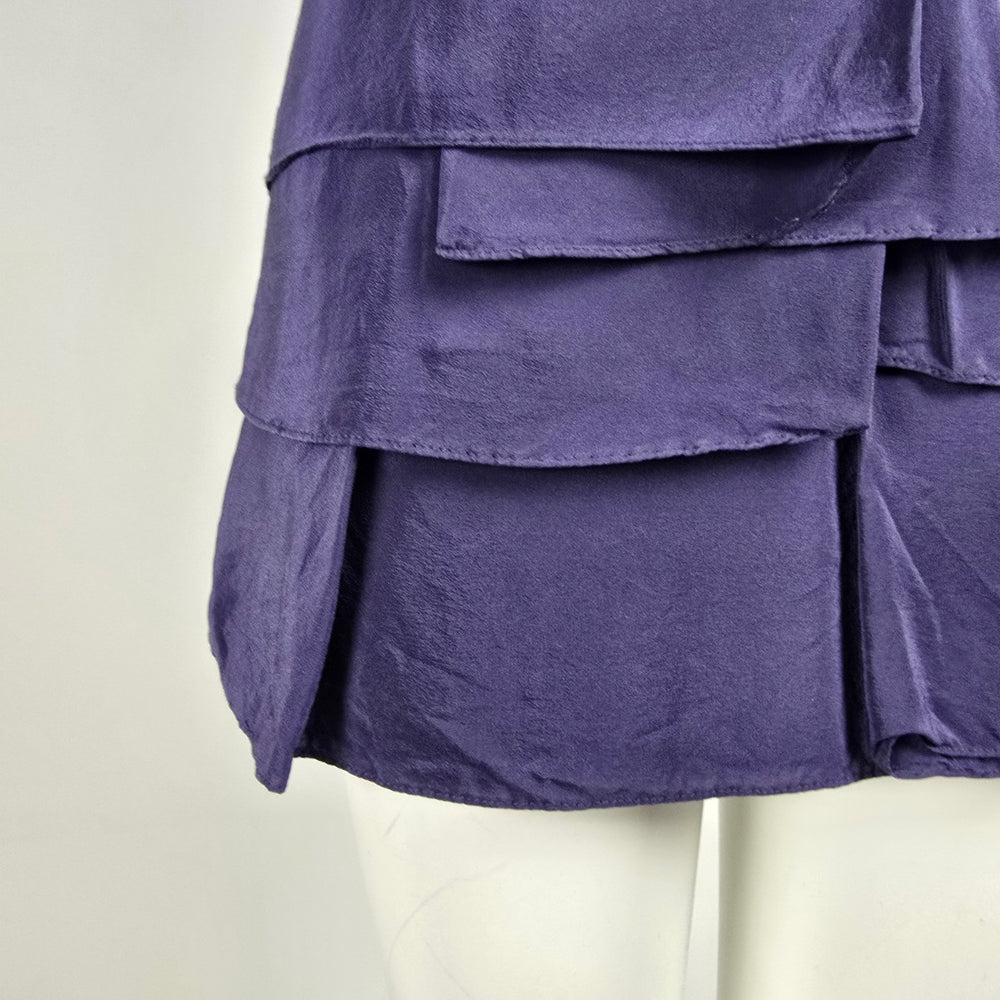 BCBG Max Azria Silk Blend Purple Tiered Party Dress Y2K Cocktail Dress Sz 0