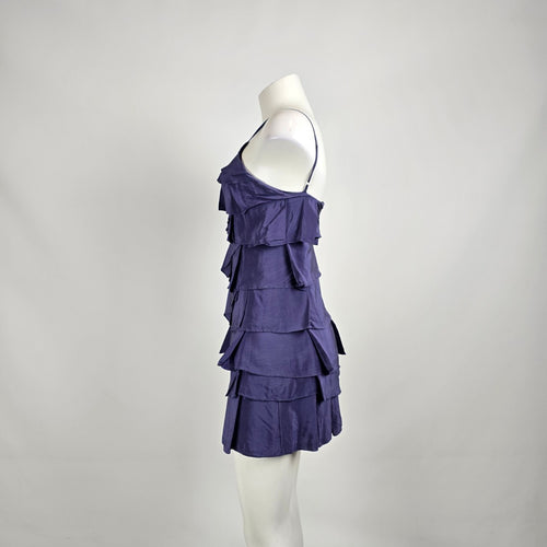 BCBG Max Azria Silk Blend Purple Tiered Party Dress Y2K Cocktail Dress Sz 0