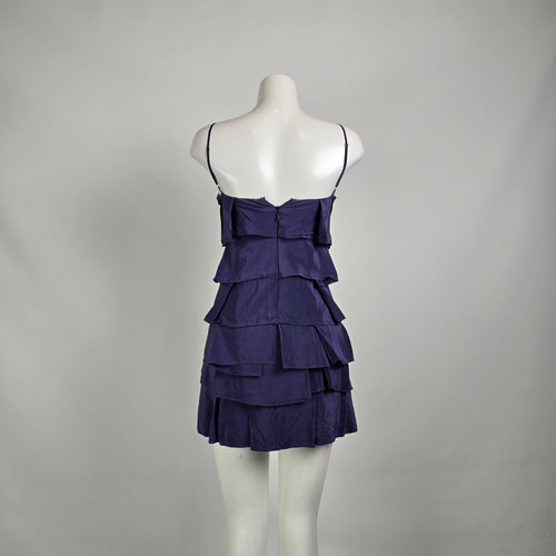 BCBG Max Azria Silk Blend Purple Tiered Party Dress Y2K Cocktail Dress Sz 0
