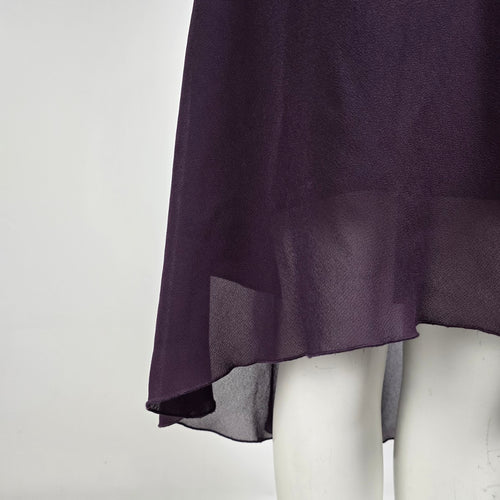 Vintage Y2K Purple Chiffon Slip Dress Draped Neck Midi Cocktail Dress Petite 12