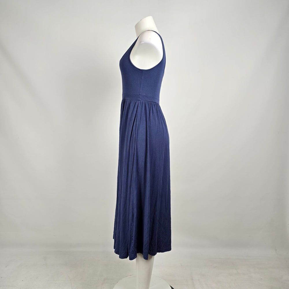 Wilfred by Aritzia Navy Fit & Flare Midi Dress Minimalist Balletcore sz M
