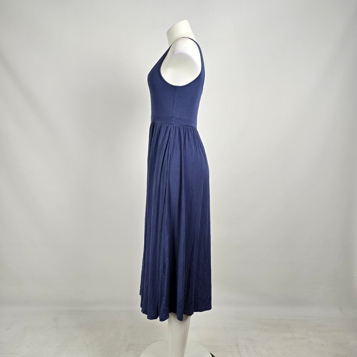 Wilfred by Aritzia Navy Fit & Flare Midi Dress Minimalist Balletcore sz M