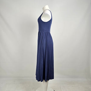 Wilfred by Aritzia Navy Fit & Flare Midi Dress Minimalist Balletcore sz M