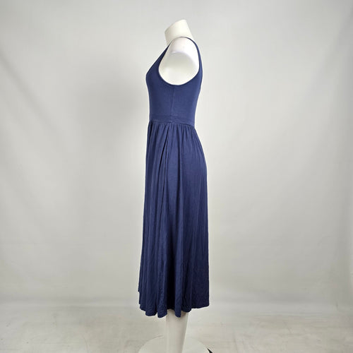 Wilfred by Aritzia Navy Fit & Flare Midi Dress Minimalist Balletcore sz M