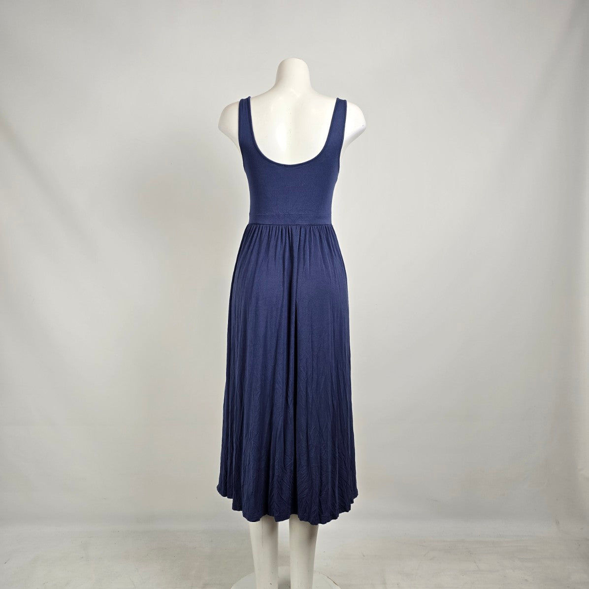 Wilfred by Aritzia Navy Fit & Flare Midi Dress Minimalist Balletcore sz M
