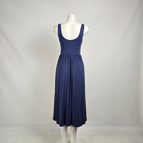 Wilfred by Aritzia Navy Fit & Flare Midi Dress Minimalist Balletcore sz M