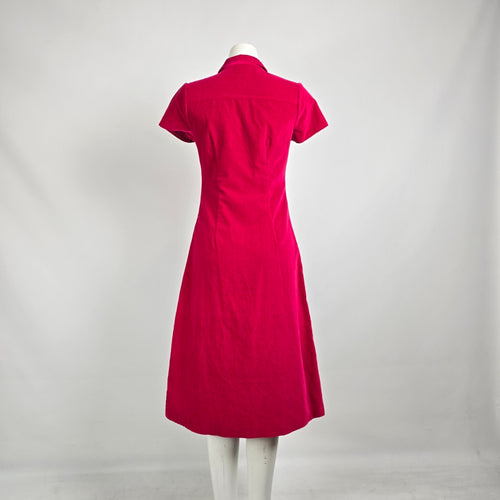 Vintage 90s Red Velvet Midi Dress Leather Panel Western Glam Size M/L