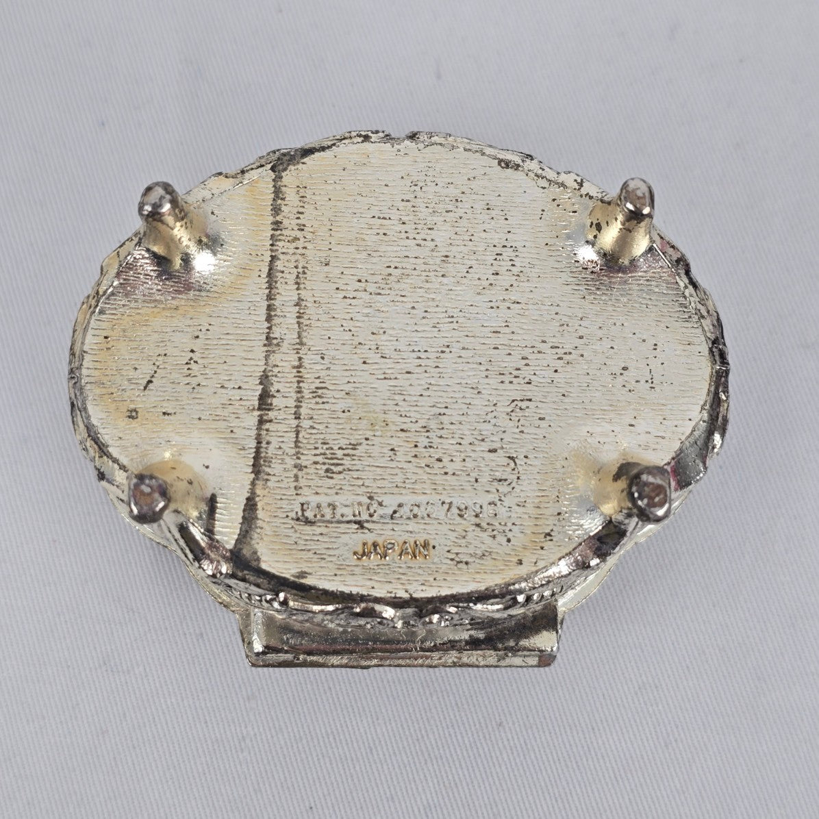 Vintage Japan Victorian Style Silver Footed Jewelry Box Vanity Trinket Box