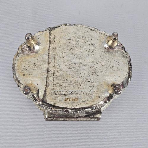 Vintage Japan Victorian Style Silver Footed Jewelry Box Vanity Trinket Box