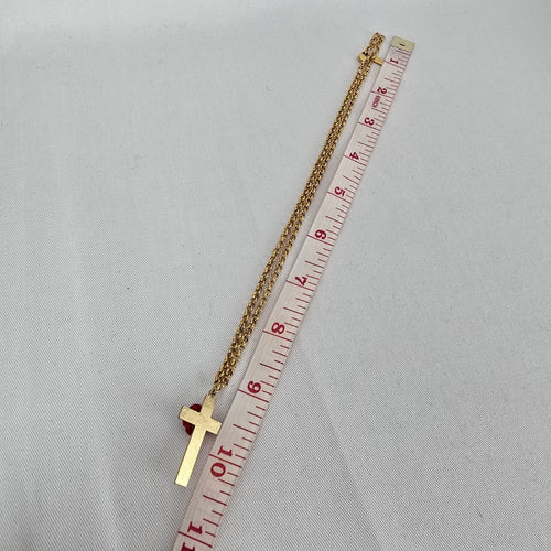 Vintage Napier Cross Pendant Necklace Red Rose Gold Tone
