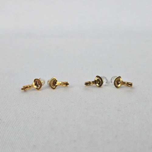 Vintage Patented Aurora Borealis & Faux Pearl Clip On Earrings Gold Tone AB Crystal