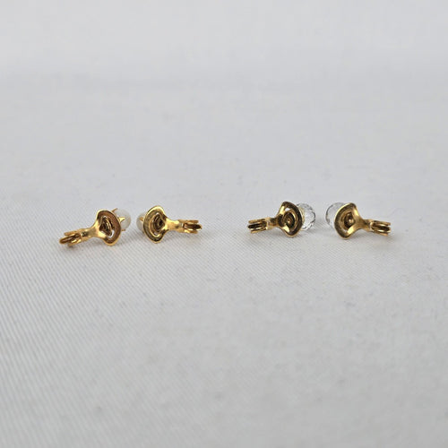 Vintage Patented Aurora Borealis & Faux Pearl Clip On Earrings Gold Tone AB Crystal