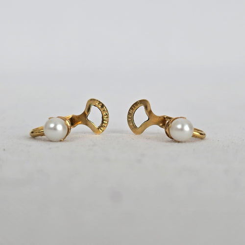 Vintage Patented Aurora Borealis & Faux Pearl Clip On Earrings Gold Tone AB Crystal