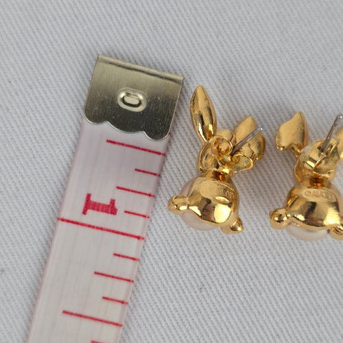Vintage Avon Bunny Faux Pearl Earrings Gold Tone Rabbit Earrings