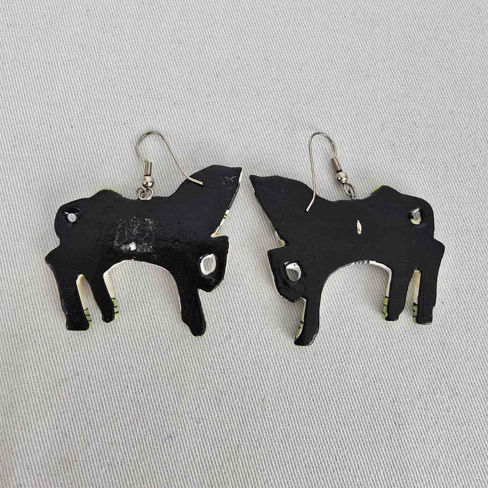 Vintage Folk Art Carousel Horse Dangle Earrings Hand Painted Statement