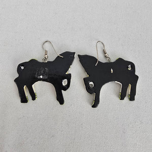 Vintage Folk Art Carousel Horse Dangle Earrings Hand Painted Statement