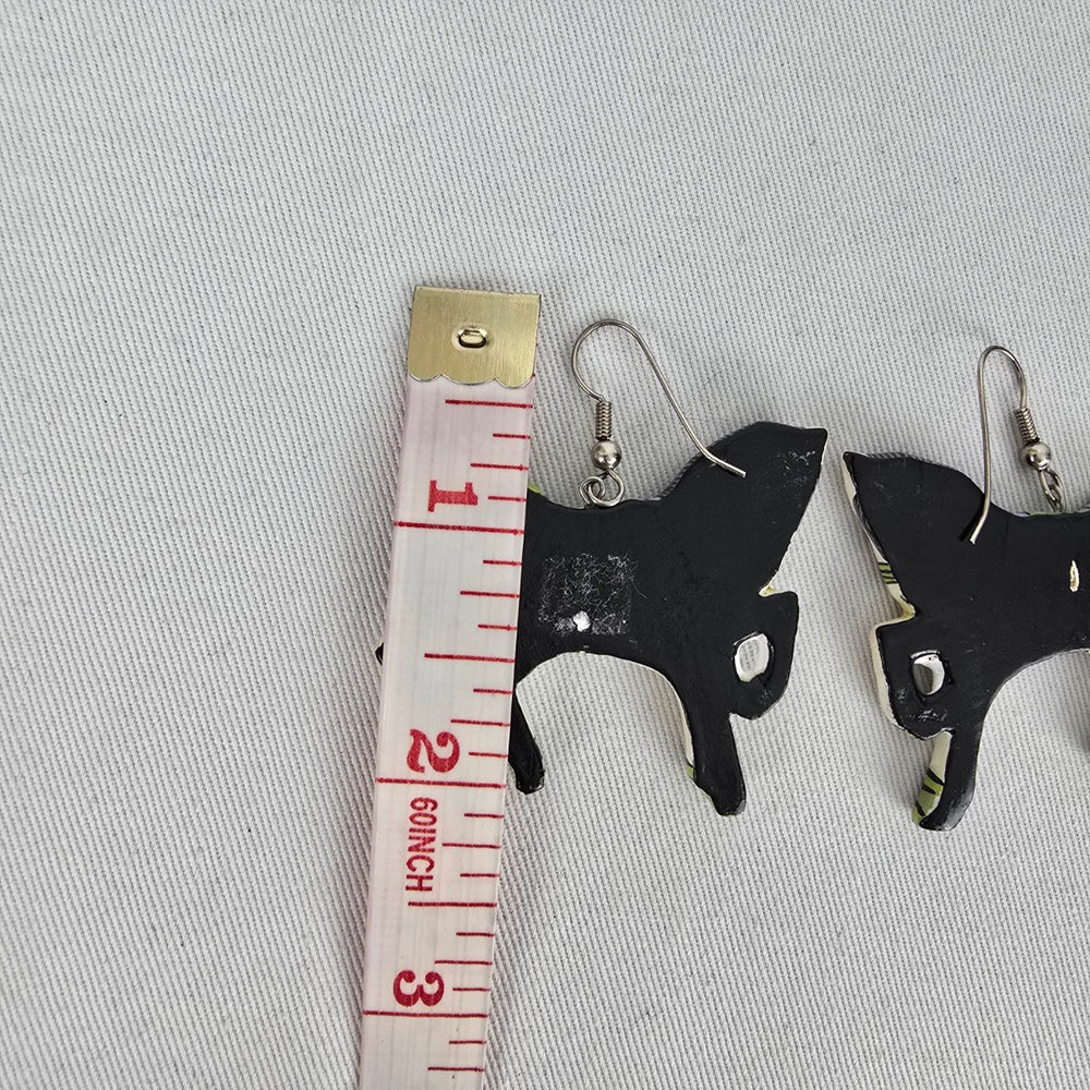 Vintage Folk Art Carousel Horse Dangle Earrings Hand Painted Statement