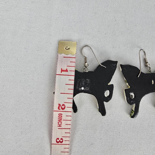 Vintage Folk Art Carousel Horse Dangle Earrings Hand Painted Statement