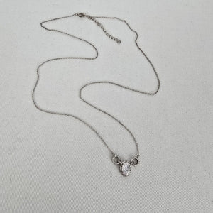 Dainty Crystal Necklace Silver Tone CZ Pendant