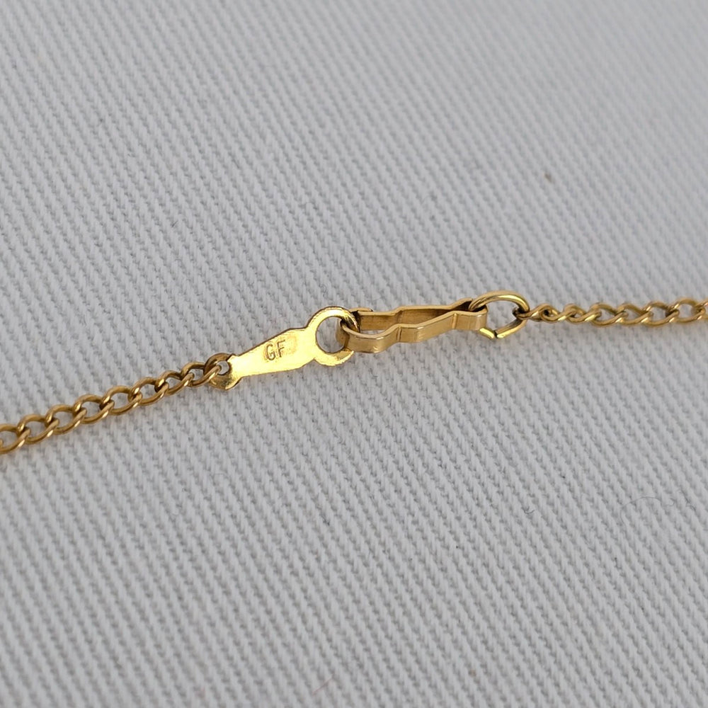 Vintage Gold Filled Chain Brown Wood Cross Pendant Necklace