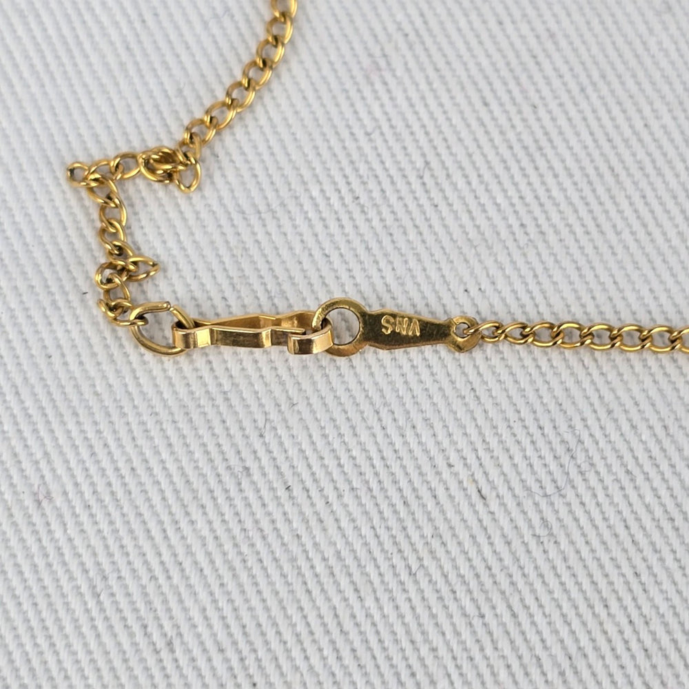 Vintage Gold Filled Chain Brown Wood Cross Pendant Necklace