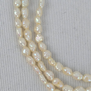 Vintage Multi Strand Freshwater Pearl Necklace Sterling Clasp