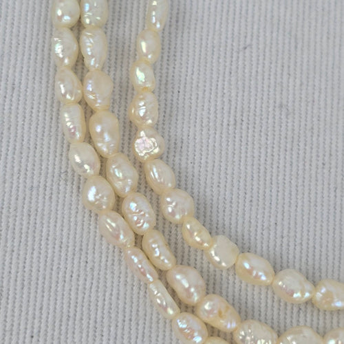 Vintage Multi Strand Freshwater Pearl Necklace Sterling Clasp