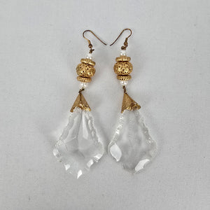 Vintage Baroque Style Faceted Glass Crystal Statement Earrings