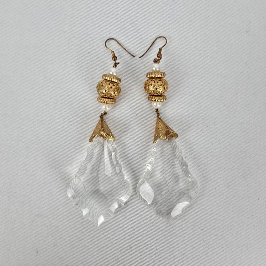 Vintage Baroque Style Faceted Glass Crystal Statement Earrings
