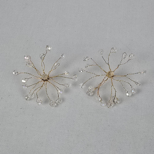 Vintage Bridal Crystal Spray Earrings Fairycore Starburst Earrings