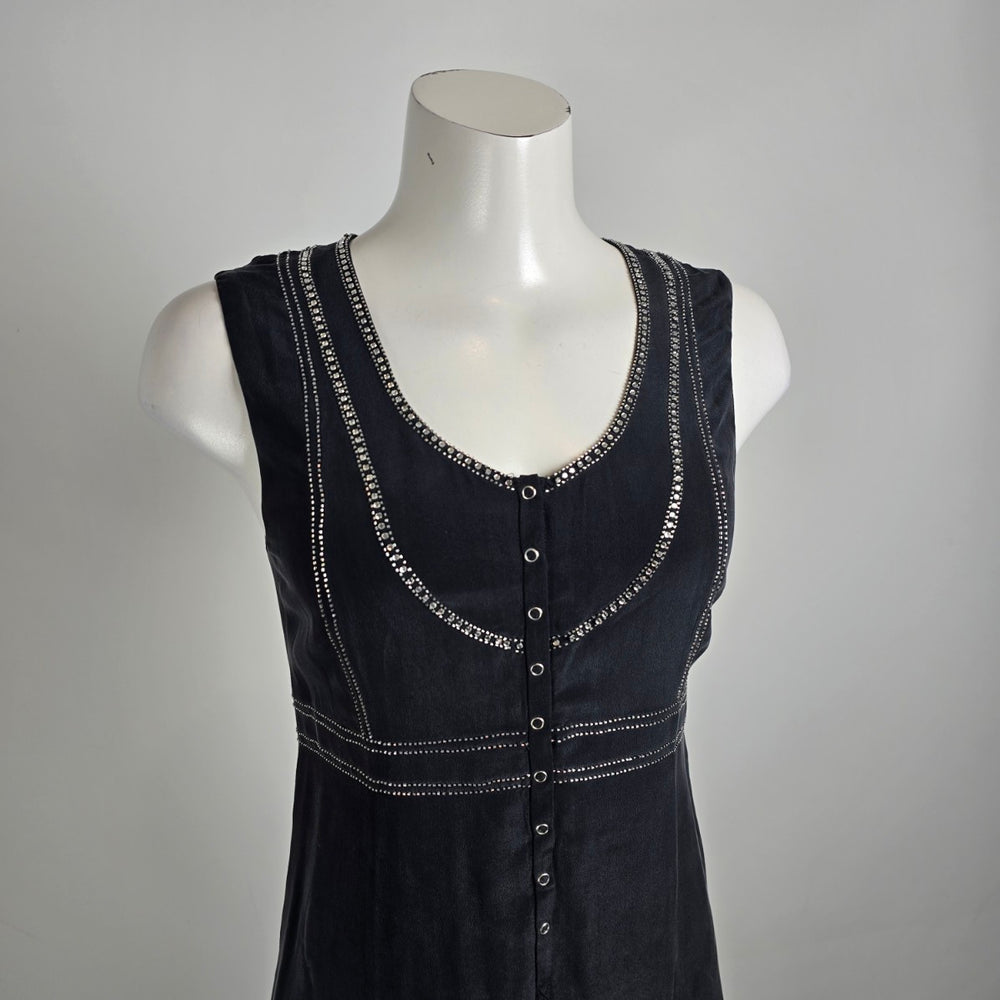 Theory Silk Black Sleeveless Midi Dress Size 4