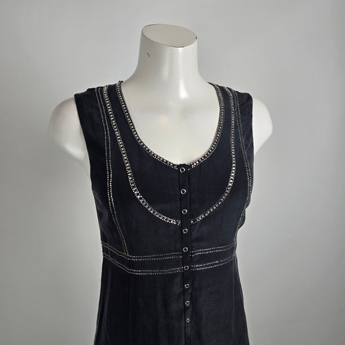 Theory Silk Black Sleeveless Midi Dress Size 4