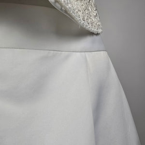 Vintage White Satin Wedding Dress Size M Strapless Corset Lace Back Bridal Gown