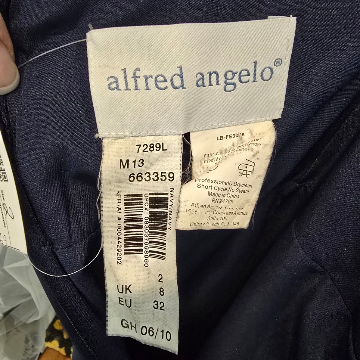 Alfred Angelo Navy Strapless Chiffon Bridesmaid Gown Size 2