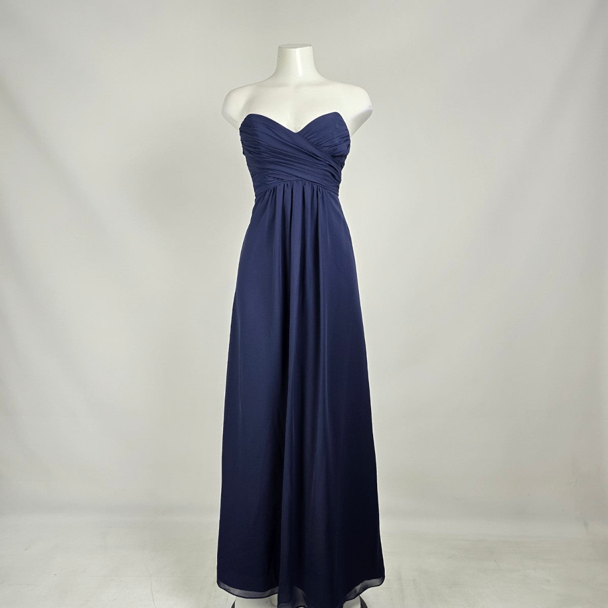 Alfred Angelo Navy Strapless Chiffon Bridesmaid Gown Size 2