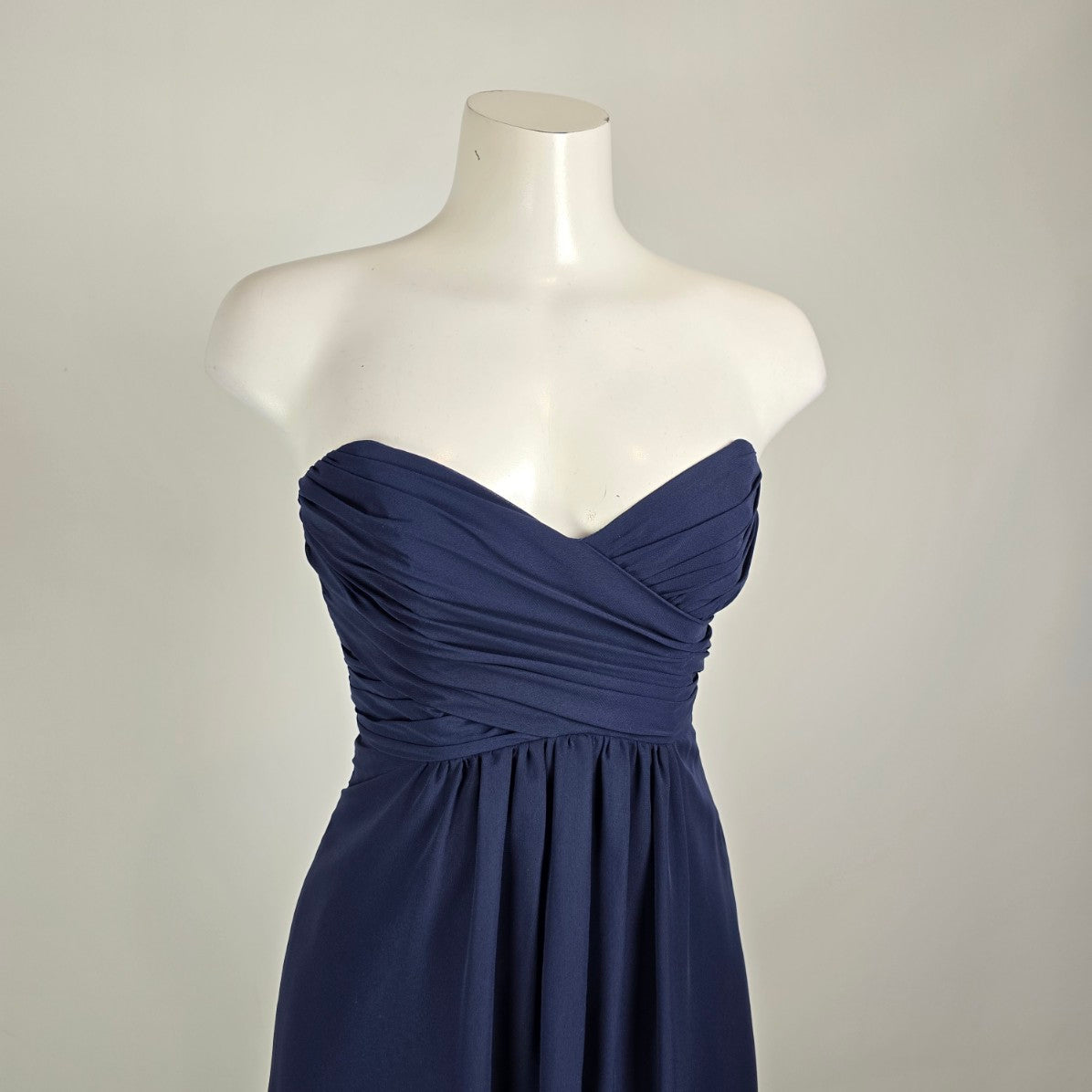 Alfred Angelo Navy Strapless Chiffon Bridesmaid Gown Size 2