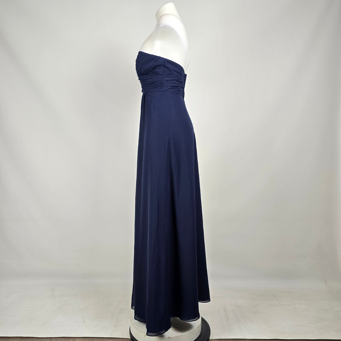 Alfred Angelo Navy Strapless Chiffon Bridesmaid Gown Size 2