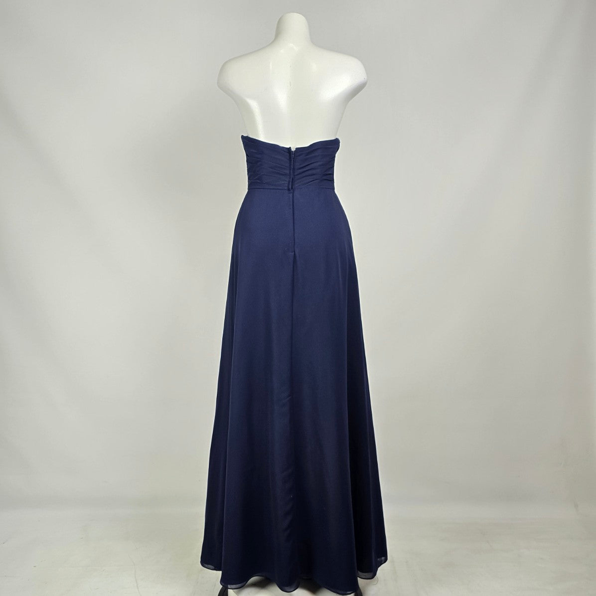 Alfred Angelo Navy Strapless Chiffon Bridesmaid Gown Size 2