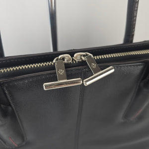 Samsonite Black Leather Frame Tote Bag Business Carryall Purse