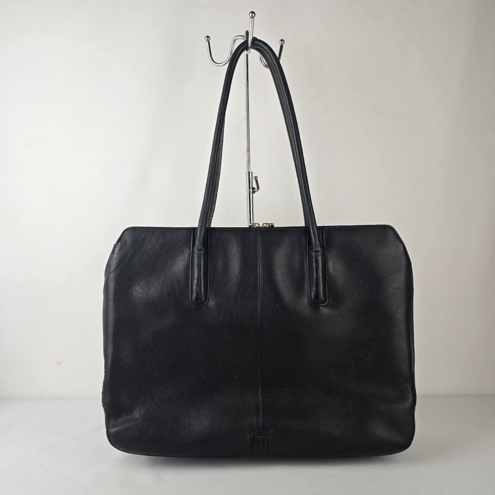 Samsonite Black Leather Frame Tote Bag Business Carryall Purse