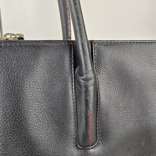 Samsonite Black Leather Frame Tote Bag Business Carryall Purse