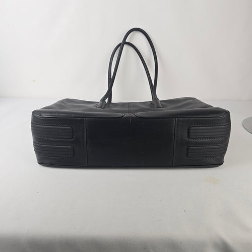 Samsonite Black Leather Frame Tote Bag Business Carryall Purse